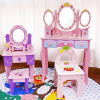 Ensemble de table de courtoisie avec miroir et tiroir en bois Table de courtoisie pour enfants avec chaise pour filles