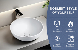 Fregadero de Mármol Natural para Villa Tradicional, Lavabo de Granito Blanco con Acabado Brillante, Capacidad de 9L, Montaje sin Agujeros 1 - Product Image 4