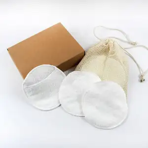 Organic Reusable Cotton Rounds Double-sides Makeup Remover Pads Cotton & Bamboo - Natural & Eco-Friendly Rounds Face, Eye, Skin