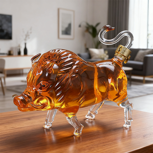 Botella de vino personalizada 1000ML con forma de jabalí licor decantador de vino botella de vidrio con forma de cerdo - Product Image 4