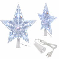 Kühlweißer LED-Kristallstern als Baumspitze, 5-Punkt Facettierter Acryl-Weihnachtsbaum-Spitzen-Dekorationslicht