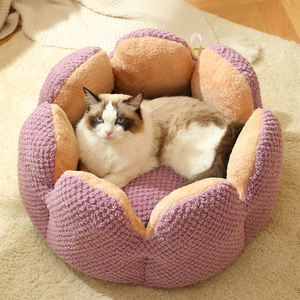 BunnyHi PET008 Cactus <span class=keywords><strong>Fleur</strong></span> Pet Lit Chat Nid Tapis En Gros Chaud Hiver Épais En Peluche Confortable Pétale Forme Florale Lit Pour Animaux De Compagnie - Product Image 1