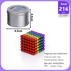 크로스보더 네오디뮴 버키볼 자석 비즈 5mm 산업용 50kGmm 플럭스 인덱스 데스크탑 디컴프레션 빌딩 - Product Image 5