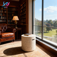 Meuble de maison moderne et minimaliste de luxe, durable, en fibre de verre, cylindrique, texture terrazzo, convertible, hauteur réglable