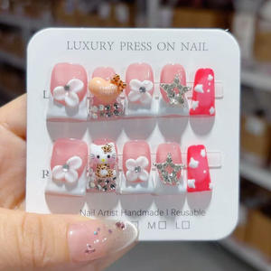 <span class=keywords><strong>Uñas</strong></span> Postizas Acrílicas Hechas a Mano en Forma <span class=keywords><strong>de</strong></span> Pico <span class=keywords><strong>de</strong></span> Pato, 10 Piezas, Reutilizables, Estilo Francés, Diseño Cuadrado <span class=keywords><strong>para</strong></span> Dedos <span class=keywords><strong>de</strong></span> Maniquí - Product Image 4