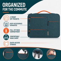 Étui pour ordinateur portable personnalisé OEM multi-poches avec protection à 4 couches, 3 poches avant zippées pour le bureau, les trajets domicile-travail et les voyages