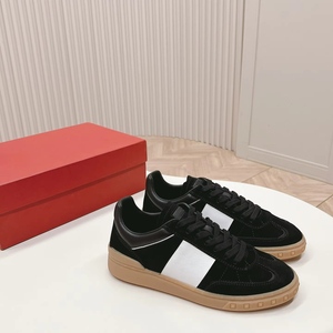 Black Suede Low Top Casual Sneakers with White Stripe and Gum Sole for Men and Women - Product Image 1