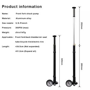 Bomba de Aire RIDERACE 300psi <span class=keywords><strong>ThinkRider</strong></span> para Bicicleta de Montaña, Bomba de Alta Presión con Manómetro para Horquilla y Amortiguador Trasero - Product Image 6