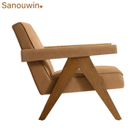 Fauteuil de salon populaire à une place, confortable, en tissu avec cadre en bois massif pour la décoration de la maison