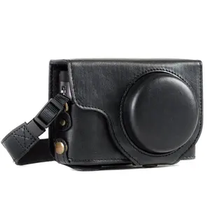 High Quality Leather Camera Case with Strap for Panasonic Leather camera Holder Bag