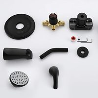 Ensemble de douche murale robinet de douche pluie noir Aquacubic mate avec mitigeur et garniture rugueux