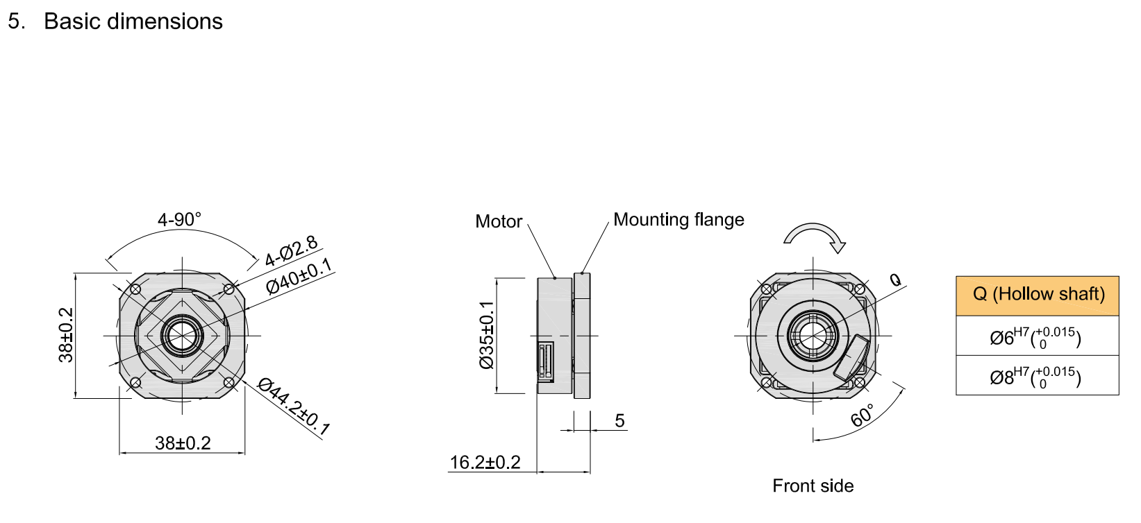 SSI Elevator Hollow Shaft Absolute Encoder Square Flange Through Hole Radial Output