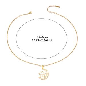 Colar de Moda em Aço Inoxidável PVD com Pingente de Caligrafia Árabe Islâmica Allah Lua e Estrela, Joias Atacado Eid - Product Image 5