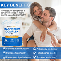 OneBotanicl Marque Privée, Gélules de Magnésium 8 en 1, Complément Alimentaire, Complexe de Magnésium 1000 mg pour les Os, les Muscles et l'Énergie