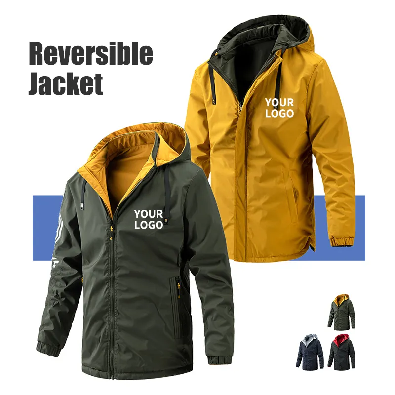 Custom Design Men Warm Fashion Windbreakers Winter Thicken Coat Men's Reversible Jacket