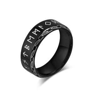 Vintage Nordic Viking Letter <b>Titanium</b> Steel <b>Ring</b> For <b>Men</b> Antique Silver Jewelry Everyday Wear - Product Image 5