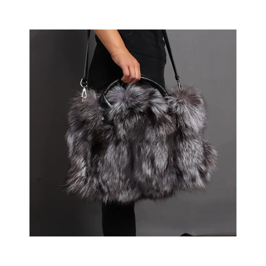 Wholesale High Quality Latest Design Fox Fur Women Cross Tote Bag