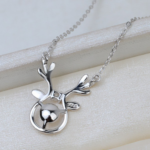 S925 Sterling Silber Hirschgeweih-Anhängerfassung, rhodiniert, DIY Perlenkette Fassungshalter, Schmuckherstellungszubehör - Product Image 5