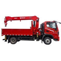 Grue de camion multifonctionnelle professionnelle de 6,3 tonnes à flèche rigide, grue mobile avec télécommande, adaptée aux travaux routiers