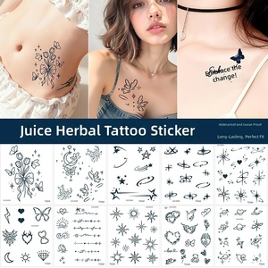 Autocollants de <span class=keywords><strong>tatouage</strong></span> temporaire personnalisés imperméables, motif <span class=keywords><strong>cœur</strong></span> mignon, lettres, jus végétal, écologique, papillon bleu gardénia, longue durée - Product Image 1
