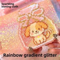 Feuilles de transfert thermique en tissu à paillettes arc-en-ciel pour puzzle de perles faites à la main, paillettes en poudre épaisse dégradées, paillettes de cuisson, fleur en EVA DIY