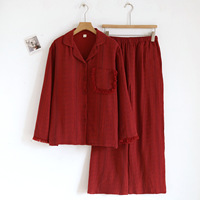 Ensemble de pyjama en coton 100% pour femmes, vente en gros, automne-hiver, manches longues, boutonné, vêtements de nuit, vêtements de détente pour femmes