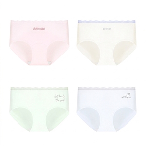 Culotte sans couture en lyocell à taille mi-haute, motif dessin animé, antibactérienne, coupe triangle, pour écolière de 12 ans - Product Image 1