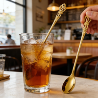 Cuillère à café rétro de luxe en acier inoxydable à long manche, cuillère à glace et à miel, cuillère à thé glacé baroque royale