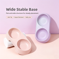 Bol double pour animaux de compagnie, bol pour nourriture pour chat, distributeur d'eau pour chien, base surélevée antidérapante, plat de nourrissage en plastique pour chats et petits chiens