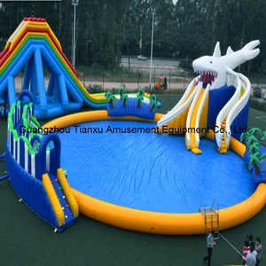 Popular enorme tiburón natación pelota inflable piscina tobogán PVC comercial <span class=keywords><strong>parque</strong></span> acuático en el suelo para el hogar tamaño personalizado - Product Image 3