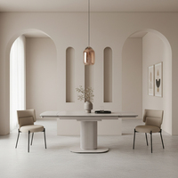 Ensemble de table à manger extensible en pierre frittée de style nordique moderne, rectangulaire, 4 à 6 places