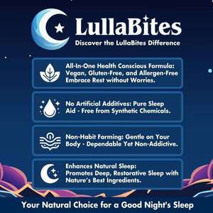 Gomitas Naturales para Dormir LullaBites con Glicinato, Raíz de Valeriana y Flor de la Pasión, Ayuda Natural para Dormir, Alivia - Product Image 5