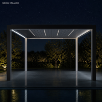 Pergola motorisée MEIXIN ORLANDO avec porte coulissante, trois côtés vitrés, éclairage LED pour villa, véranda, patio
