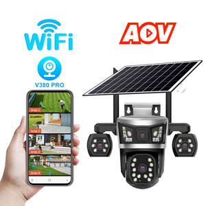 Caméra de sécurité solaire OEM AOV CCTV PTZ sans fil WiFi 4G avec carte SIM, 4 objectifs et enregistrement continu 24/7 pour la surveillance domestique et la protection des espaces sauvages - Product Image 2