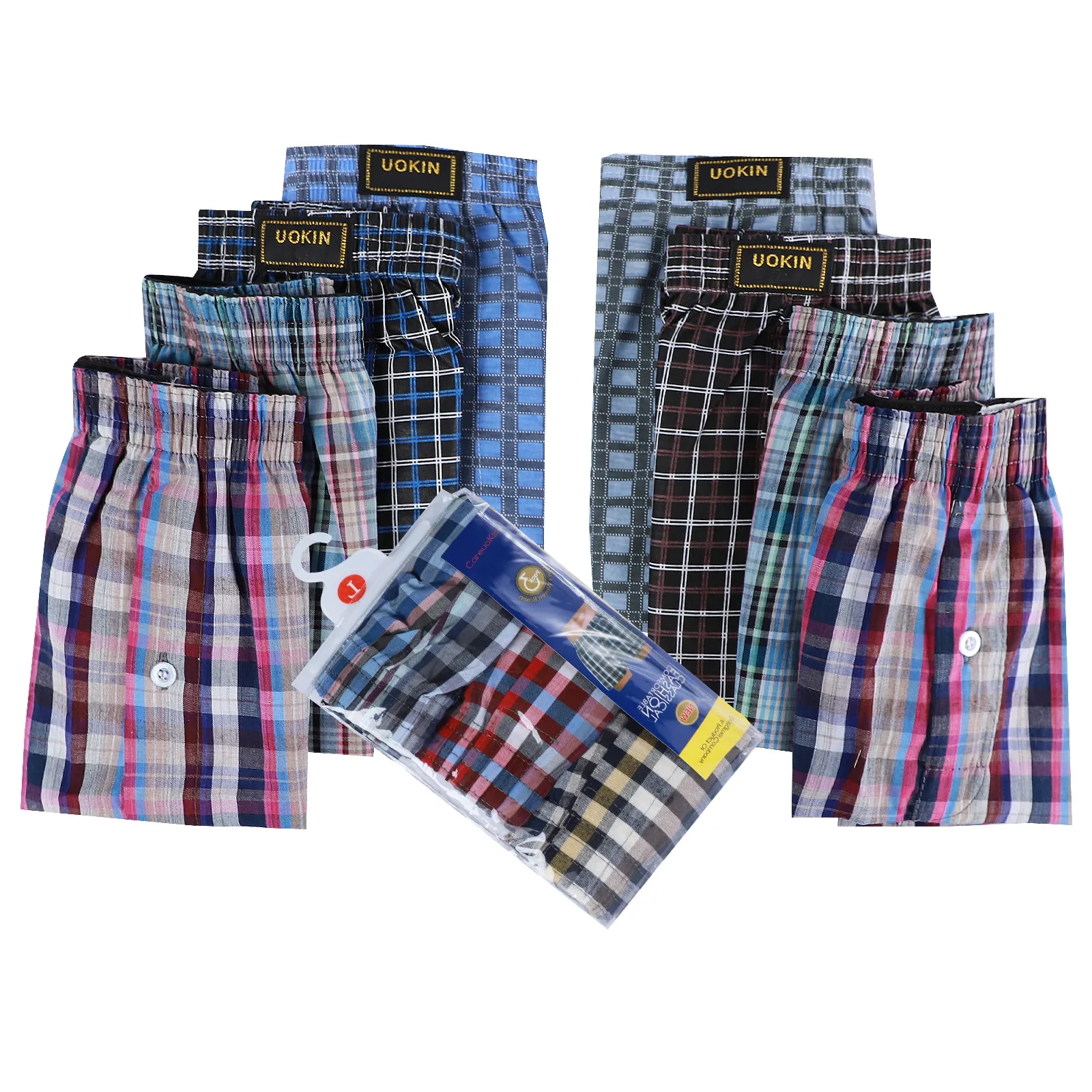 UOKIN Plaid Boxer Shorts - Comfortable Cotton Underwear