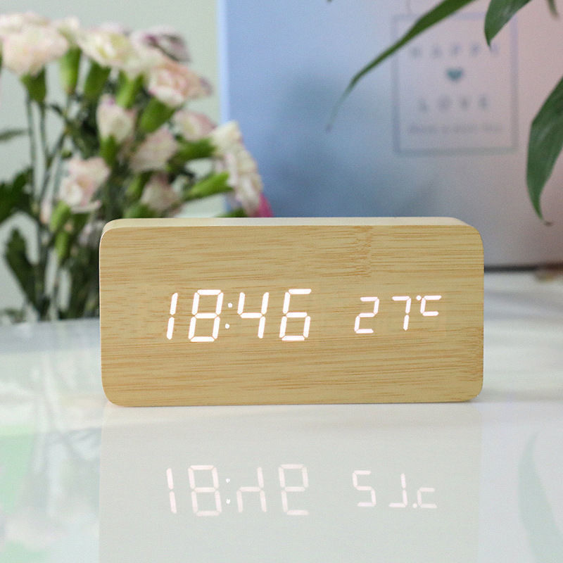 china cheap wooden bed led digital small bell alarm clock