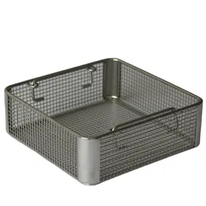 304 316 316L Stainless Steel Woven Wire Mesh Sterilization Basket Surgical Instrument Cleaning Basket Disinfection Basket