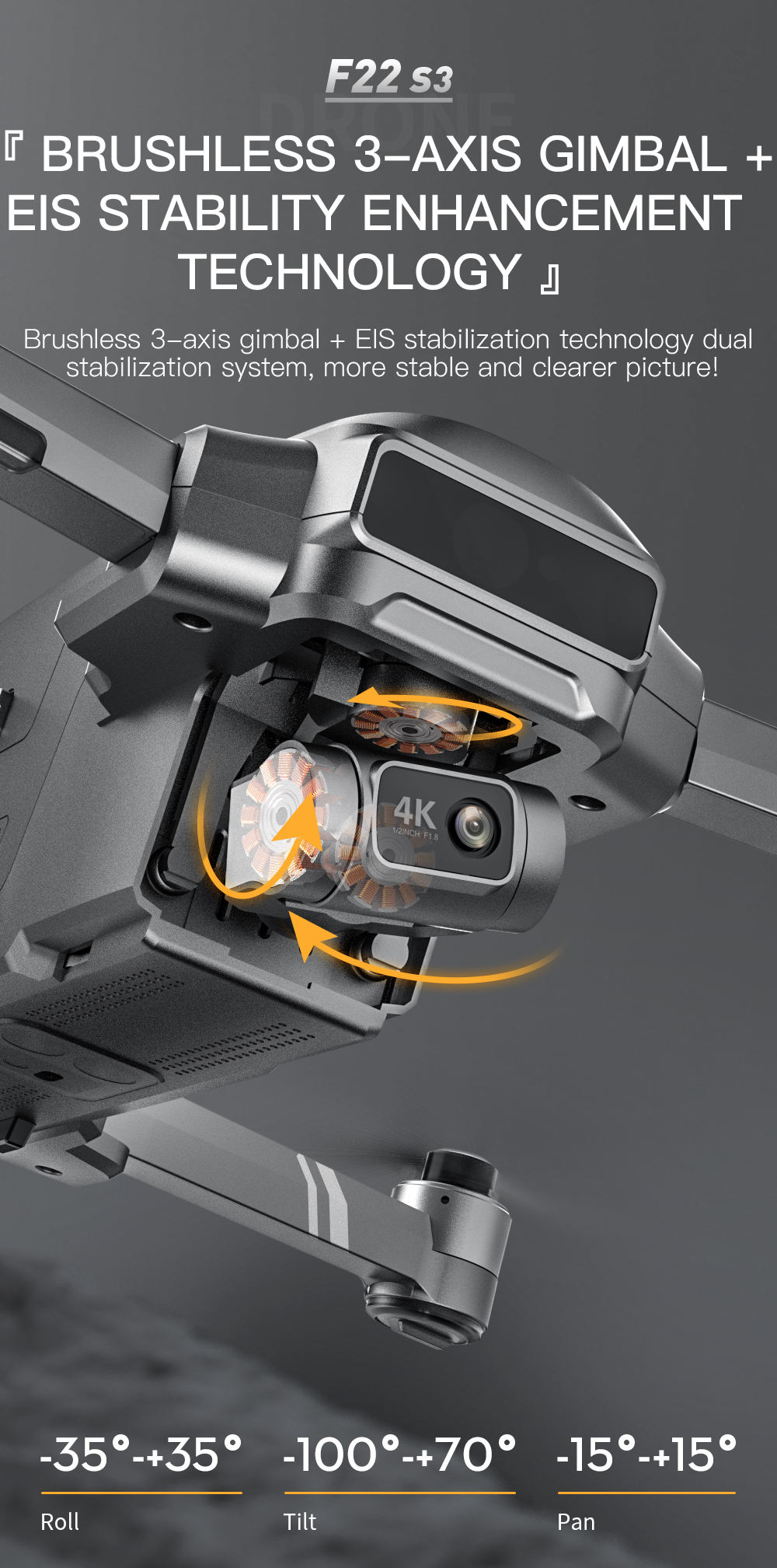 SJRC F22 S3 PRO RC Drone 4K Camera, 6KM Control Distance