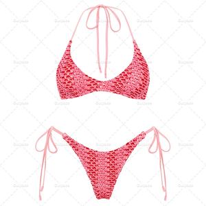 Bikini de Ganchillo Bordado a Mano Personalizado, Traje de Baño de Lujo, Bikini de Hilo Tejido de 2 Piezas para Mujer - Product Image 1