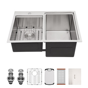 Chúng tôi kho bát đôi 16-Gauge thép không gỉ Drop-in topmount <span class=keywords><strong>30</strong></span> inch RV Máy Trạm thanh chuẩn bị bồn rửa nhà bếp bồn rửa ngoài trời - Product Image 2