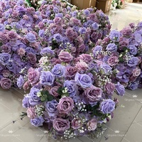 EG-VJ022 Desain Baru Bunga Mawar Ungu Buatan dan Baby Breath untuk Dekorasi Pernikahan, Centerpiece Bola Bunga