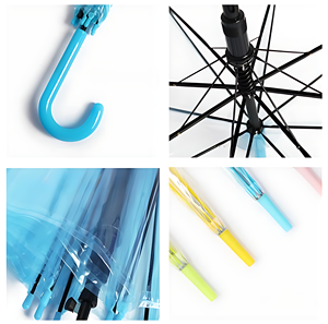 Advertising Custom Logo Hook Handle Clear Windproof Small Size Promotion Gifts Transparent Umbrella for Rain - Product Image 3
