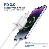 Mini chargeur Jelly 20W EU à charge rapide, double mode, GAN CE/Rohs, chargeur mural pour les voyages, la maison et les déplacements professionnels