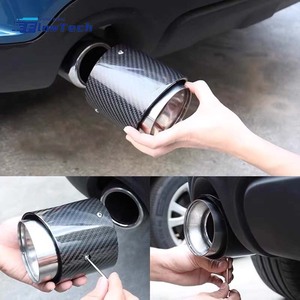 ปลายท่อไอเสียสำหรับ MINI Cooper S แบบปลายเดี่ยว คาร์บอนไฟเบอร์ สีเงิน ผลิตจากสแตนเลส สำหรับตกแต่งรถยนต์ - Product Image 1