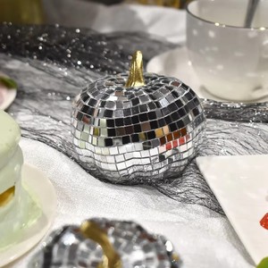 Disco <b>Mirror</b> Glass Reflective Pumpkin Laser Glitter Pumpkin Model for Halloween Wedding Bar KTV Photography Ornaments - Product Image 4