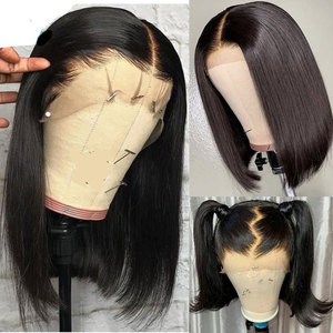 Perruque <span class=keywords><strong>Bob</strong></span> péruvienne naturelle, cheveux lisses, Lace Front Closure, 8 pouces, livraison gratuite - Product Image 3
