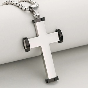 Collier avec pendentif croix unique en acier inoxydable pour hommes et femmes, bijoux amulette de prière chrétienne catholique, cadeaux de charme - Product Image 6