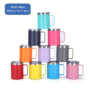 12oz Double-Walled Stainless Steel Coffee <strong>Mugs</strong> with Handle Office Vacuum Water Bottle with Lid for Coffee &amp; Tea - Product Image 1