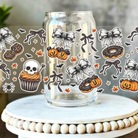 Autocollants décoratifs pour gobelets de 16 oz, thème Halloween, motif citrouille, impression UV DTF