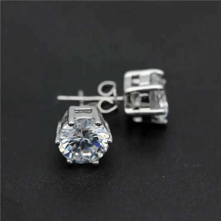 xygems earring 925 sliver 5mm 6mm 8mm artificial diamond stud earrings, earring stud
